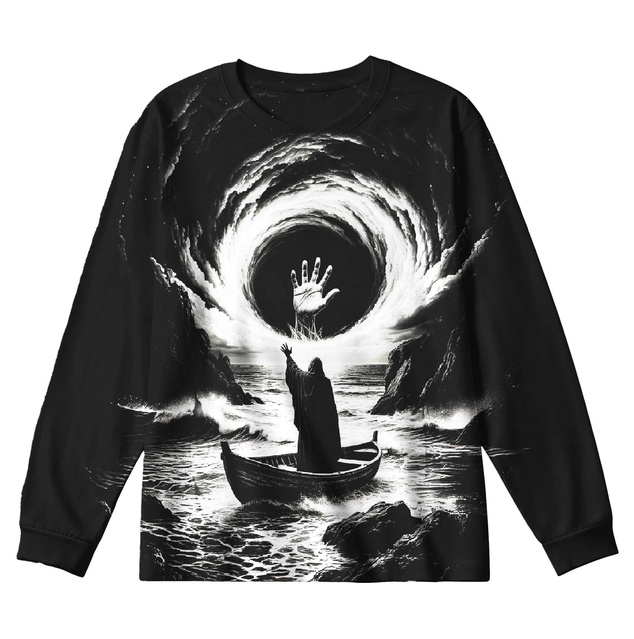Dark Abstract Art Plus Size Men's Long Sleeve Round Neck Top