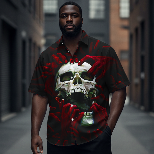 Men's Dark Horror Skull Art Short-Sleeve Shirt