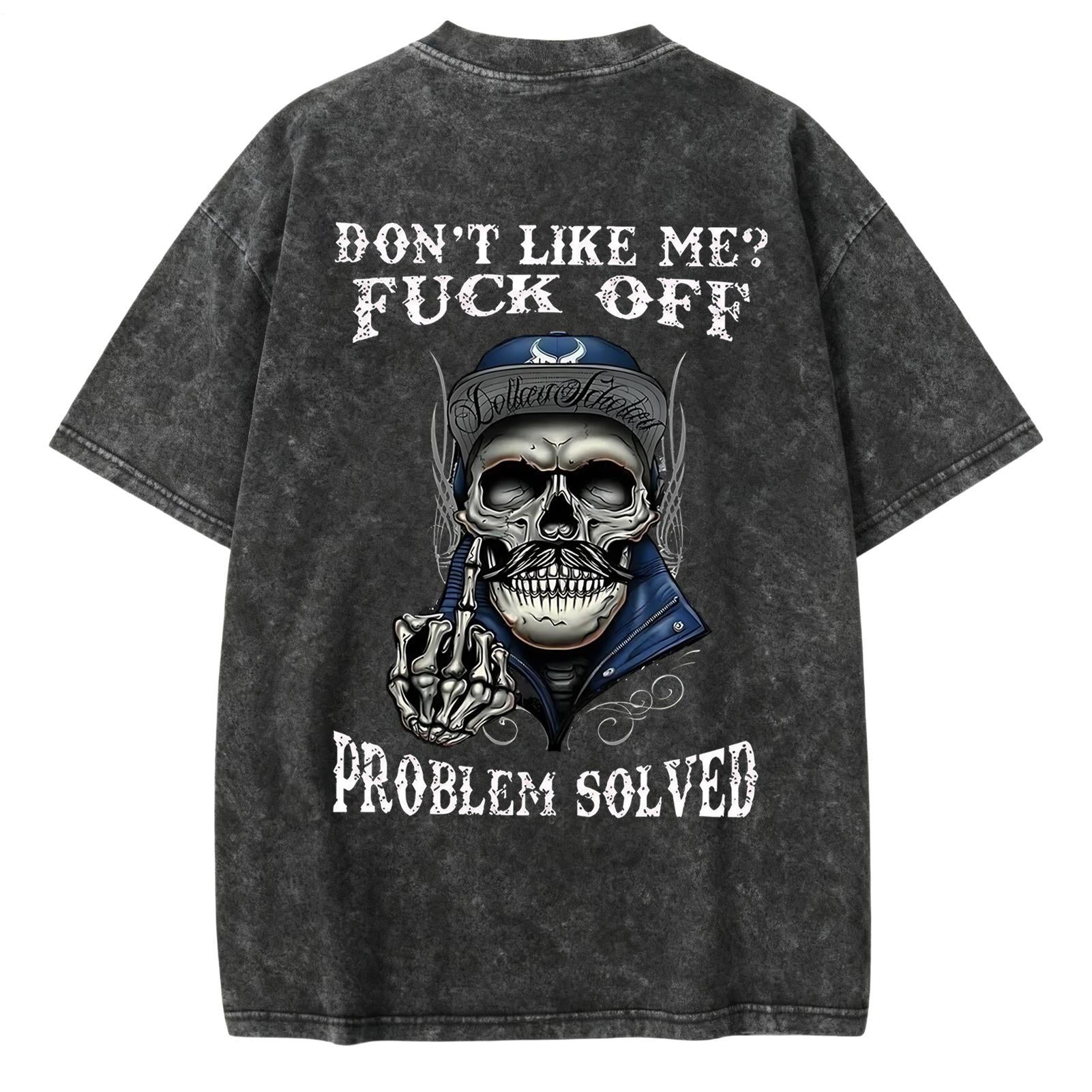 Sarcastic Skull Large Size Washed Cotton Short Sleeves