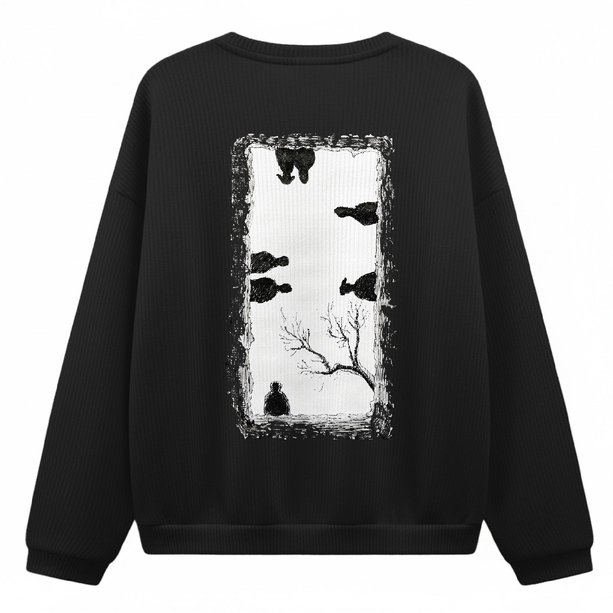 Dark Abstract Funeral Plus Size Men's Long Sleeve Round Neck Top