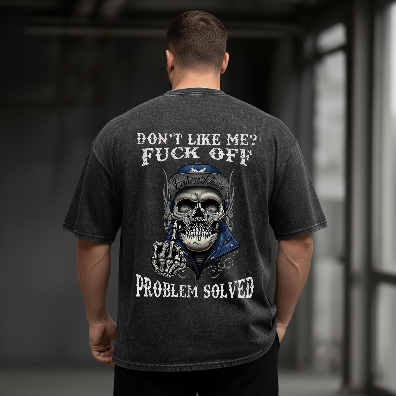 Gothic Funny Skull Large Size Washed Cotton Short Sleeves