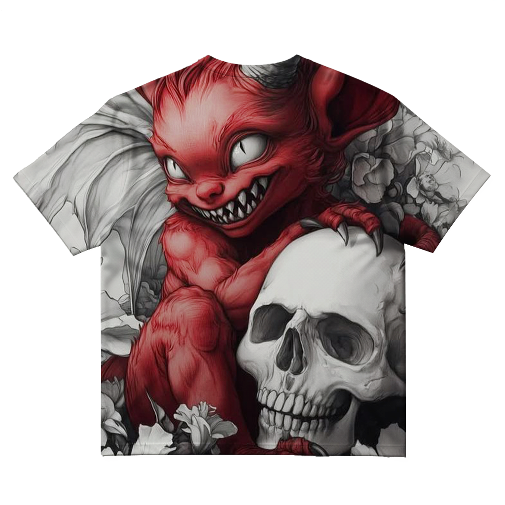 Men's Dark Demon Skull Art Plus Size Short Sleeve Round Neck T-Shirt