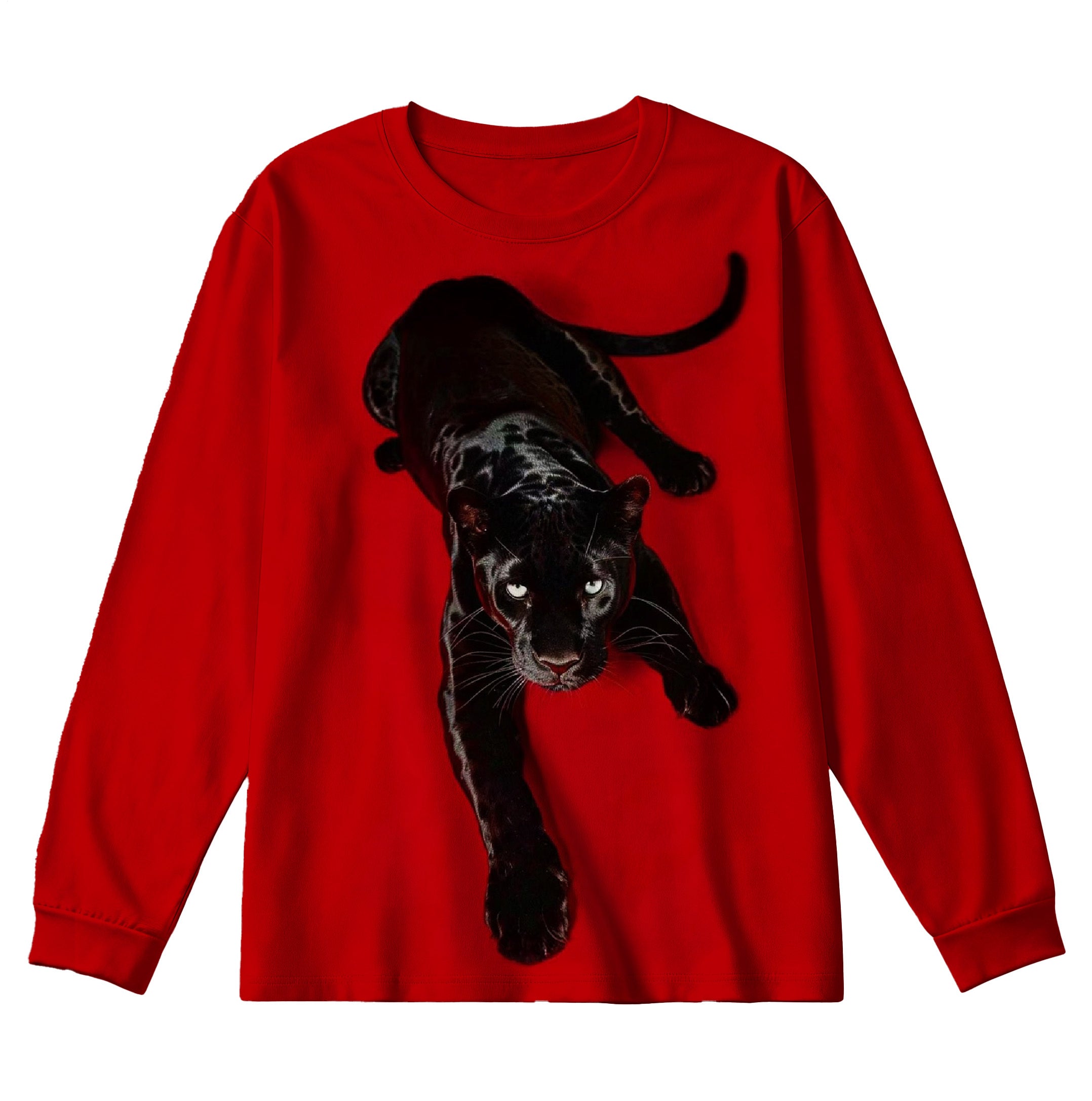 Stereoscopic Black Panther Plus Size Men's Long Sleeve Round Neck Top