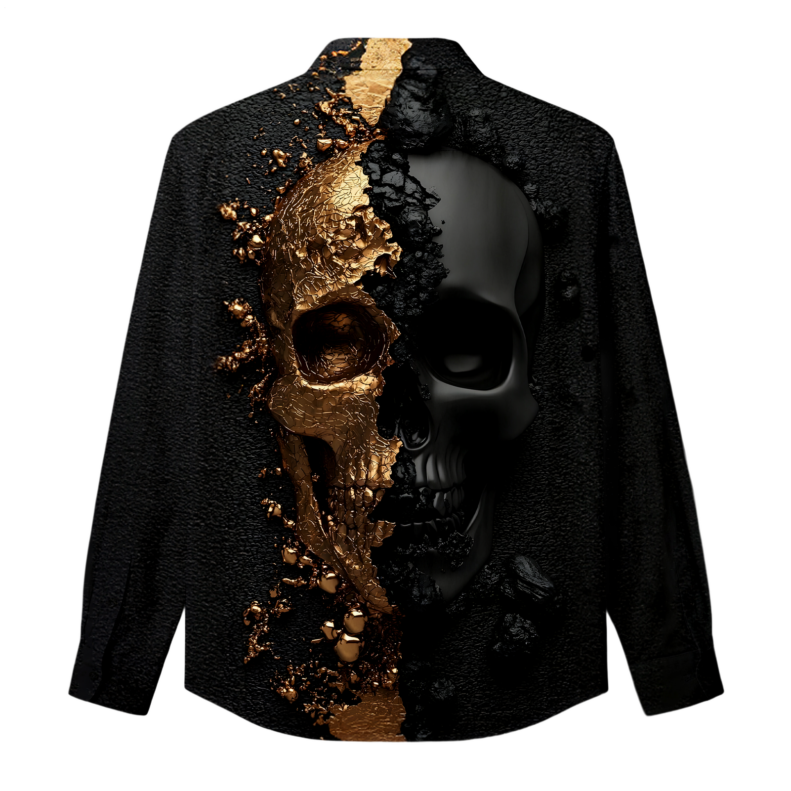 Men's Dark Relief Skull Art Long-Sleeve Shirt