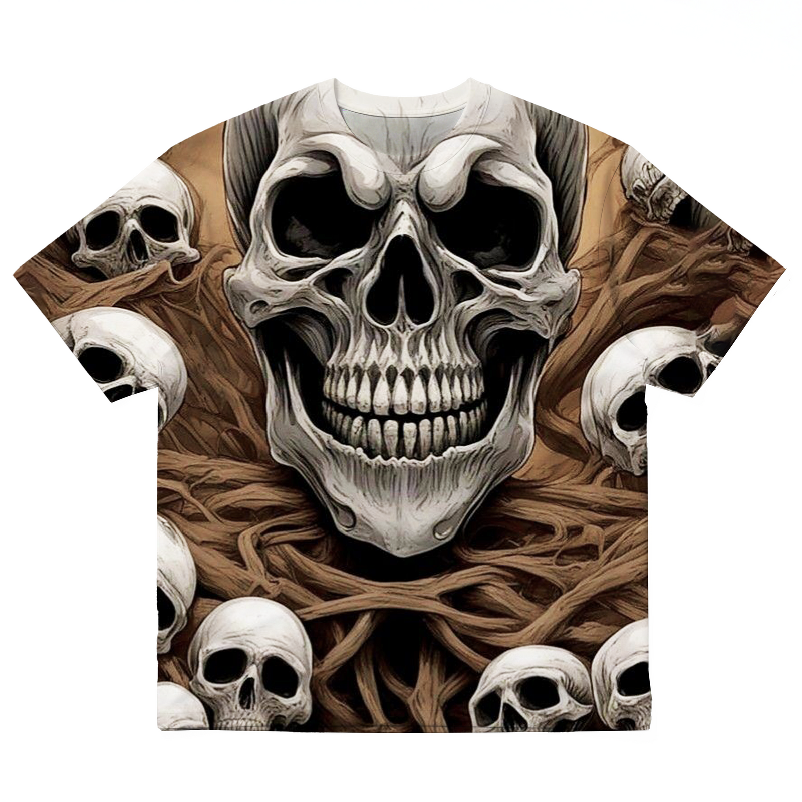 Men's Dark Horror Skull Plus Size Short Sleeve Round Neck T-Shirt