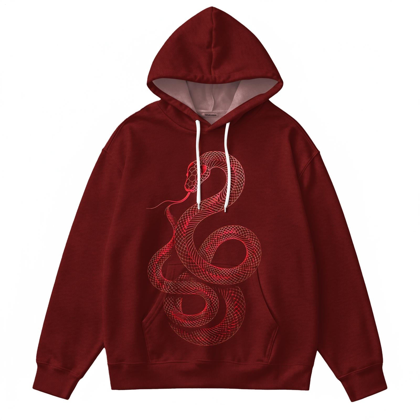 Men's Fun Viper Print Large Size Hooded Sweatshirt