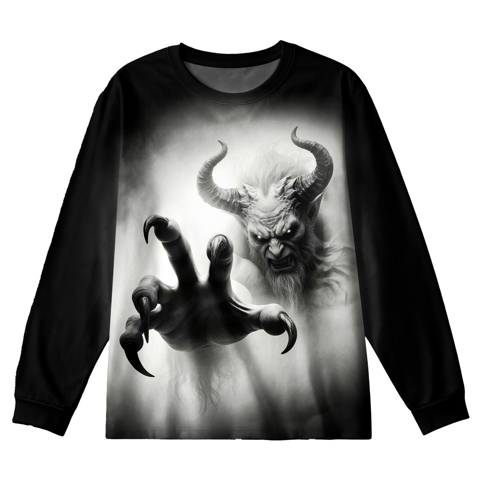 Plus Size Men's Gothic Demon Long Sleeve Round Neck Top