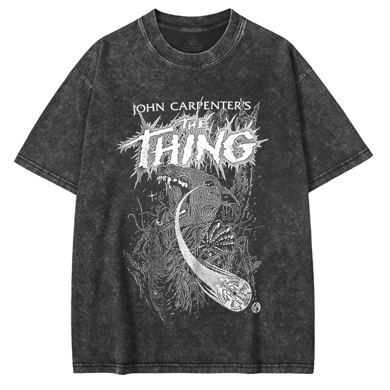 Gothic Alien Large Size Washed Cotton Short Sleeves