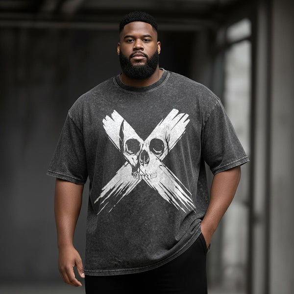 Wrong Skull Large Size Washed Cotton Short Sleeves
