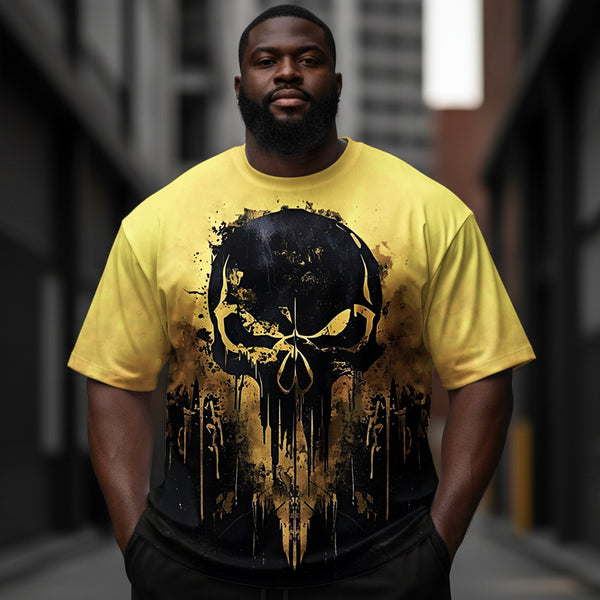 Men's Punk Skull Plus Size Short Sleeve Round Neck T-Shirt