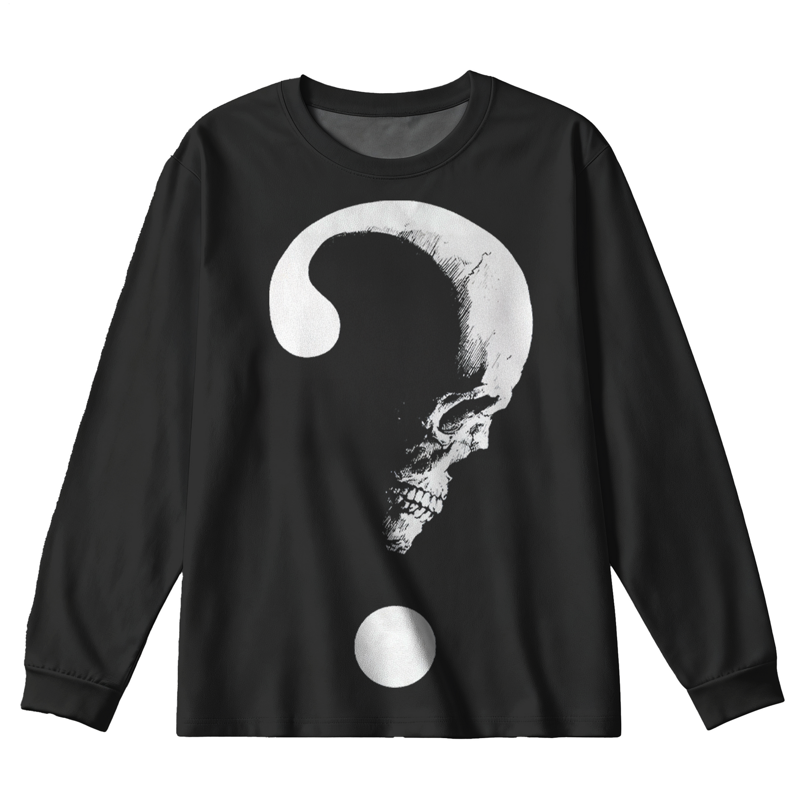 Fun Dark Skull Plus Size Men's Long Sleeve Round Neck Top