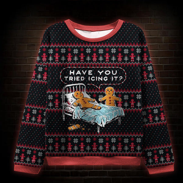 Men's Christmas Gingerbread Man Print Ugly Sweater