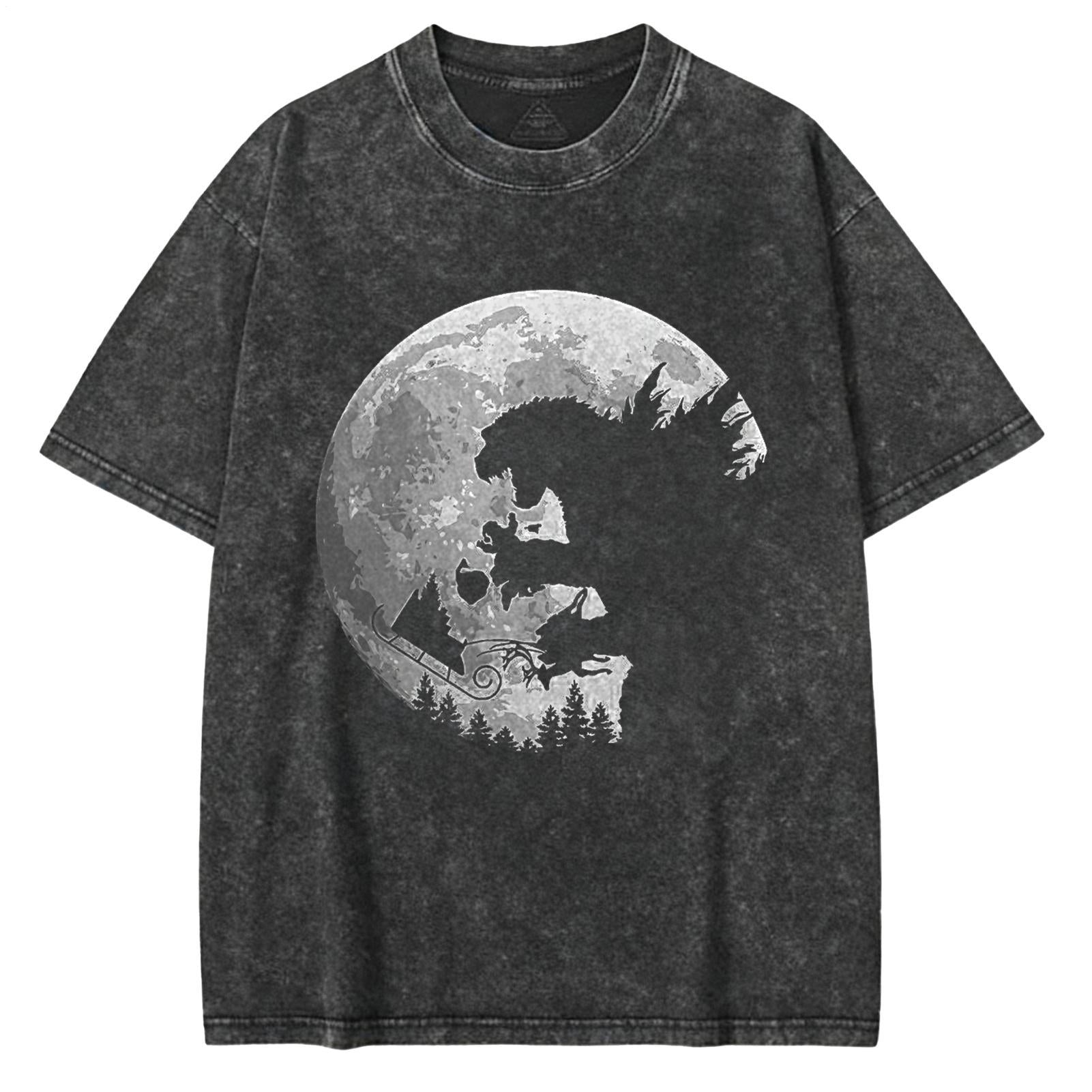 Dark Monster Christmas Large Size Washed Cotton Short Sleeves