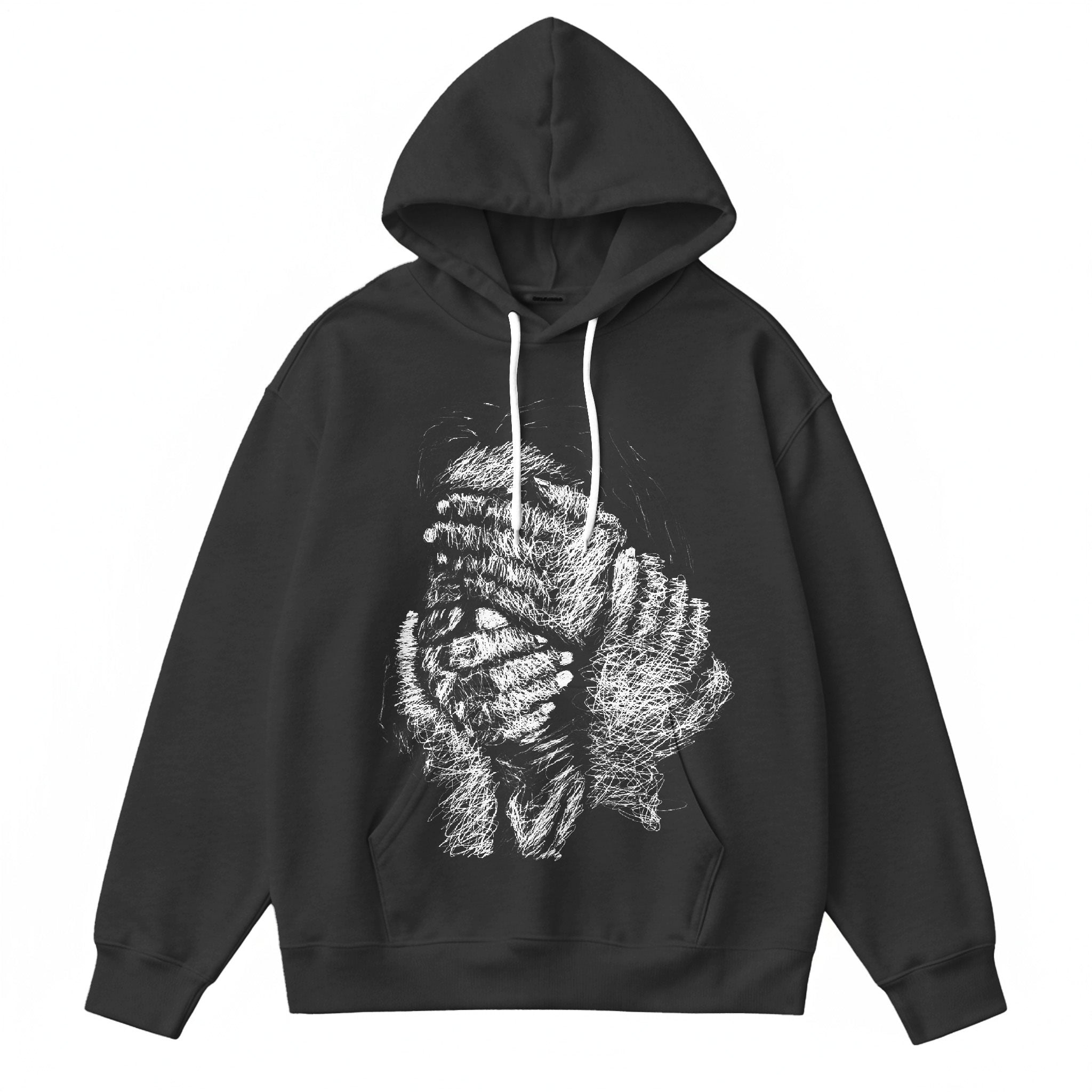 Dark Abstract Art Men's Large Size Hooded Sweatshirt