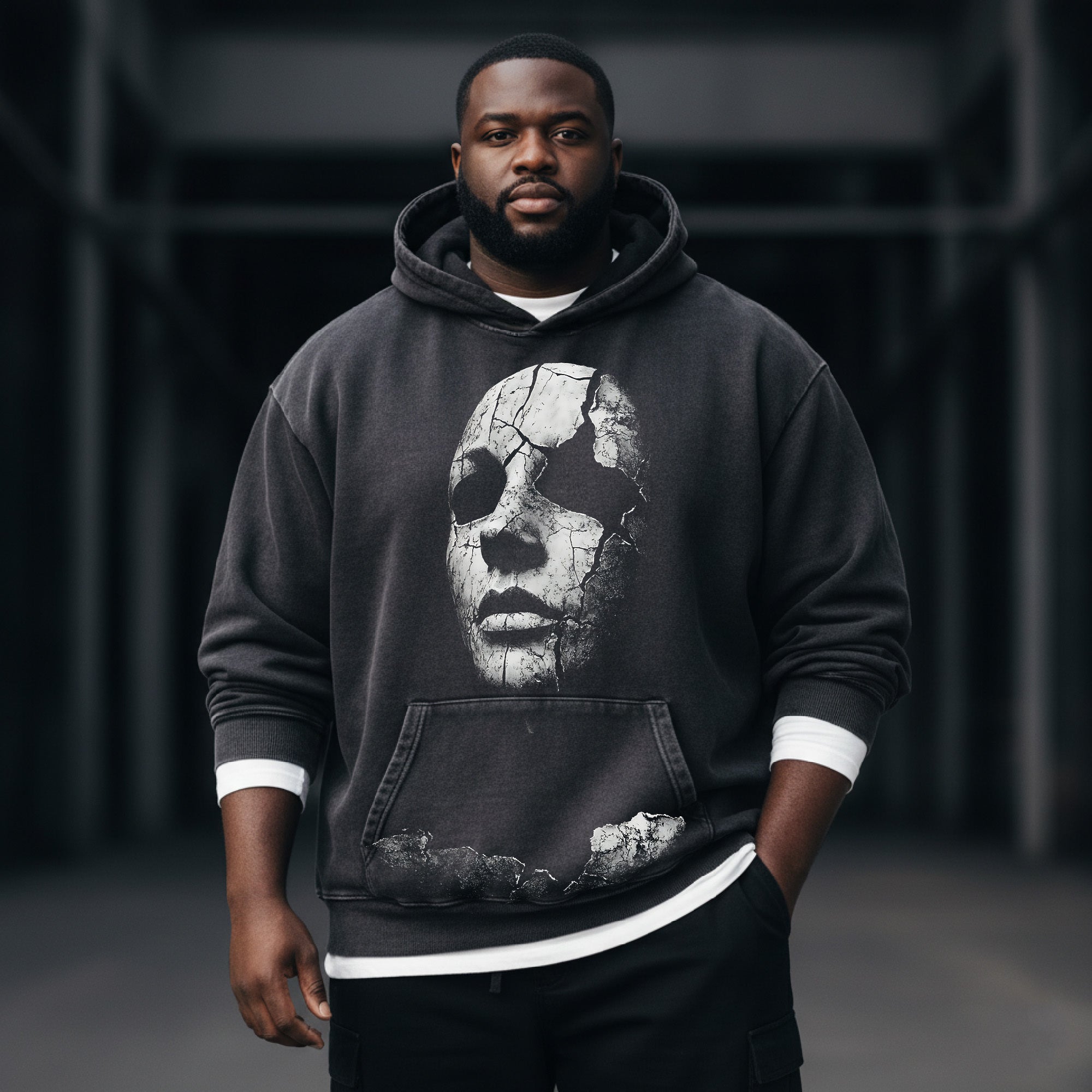 Dark Mask Washed Hooded Sweatshirt