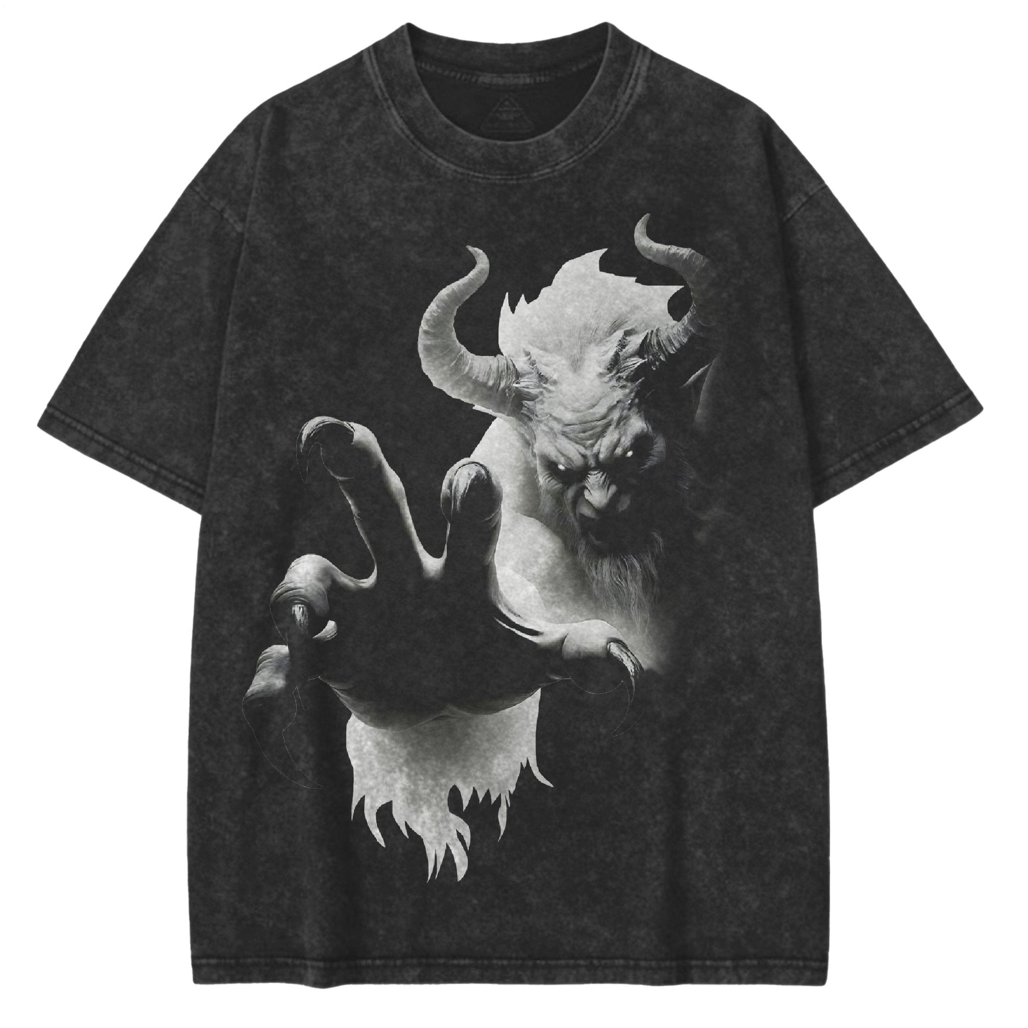 3D Devil's Hand Large Size Washed Cotton Short Sleeves