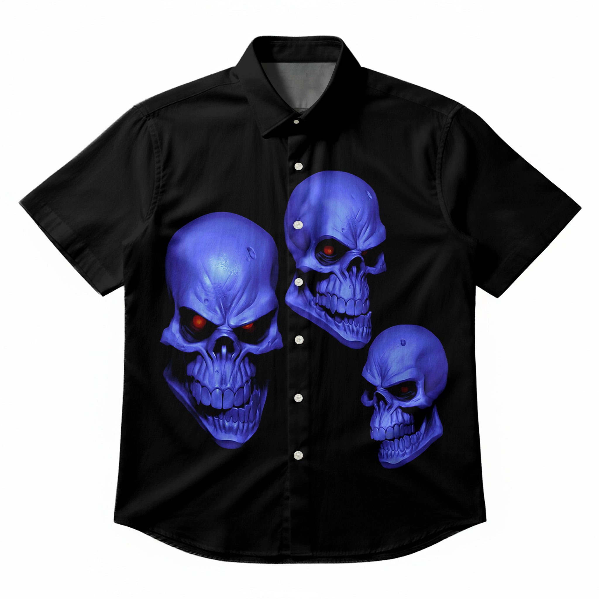 Men's Gothic Red Eye Skull Short-Sleeve Shirt