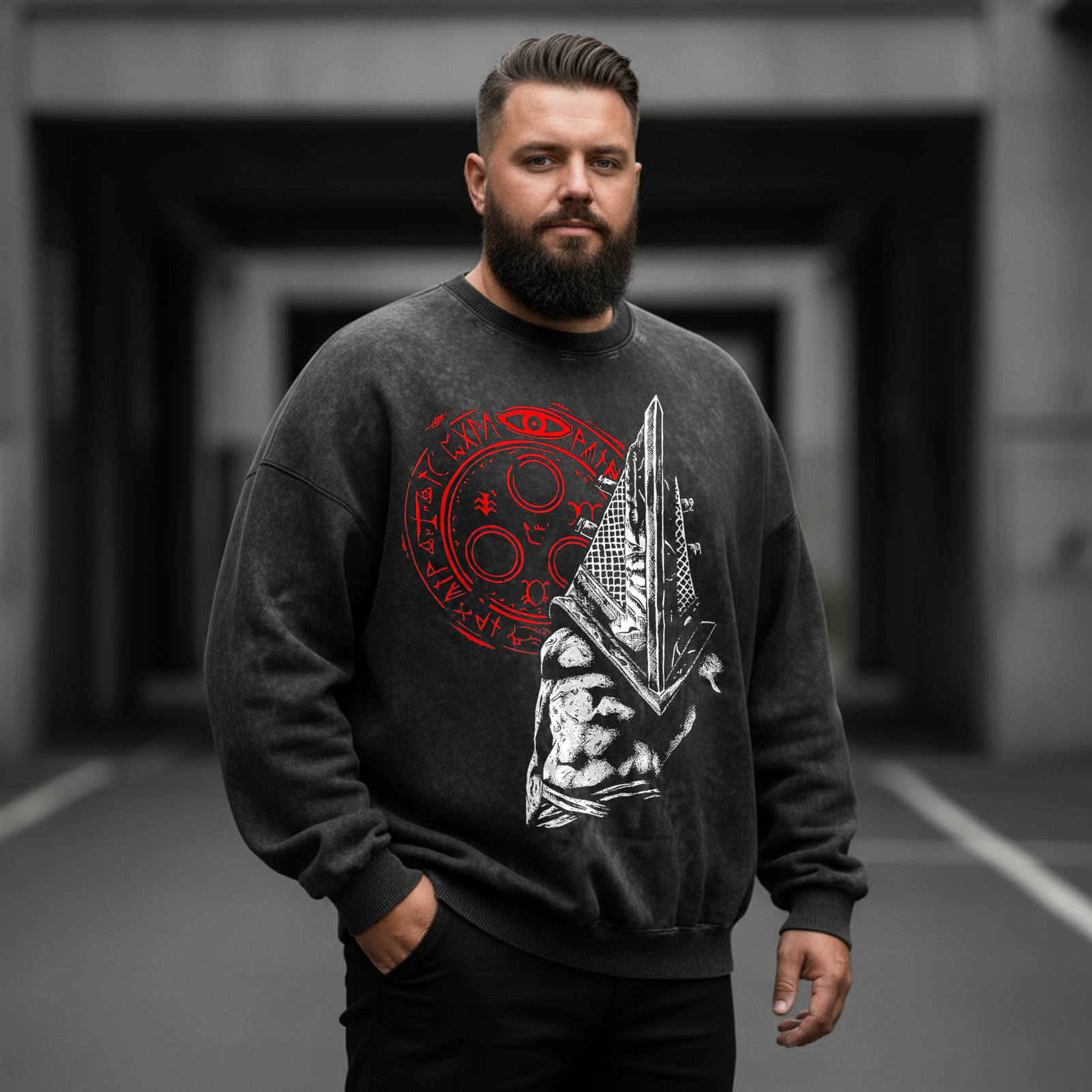 Silent Hill 350g Washed Round Neck Sweatshirt