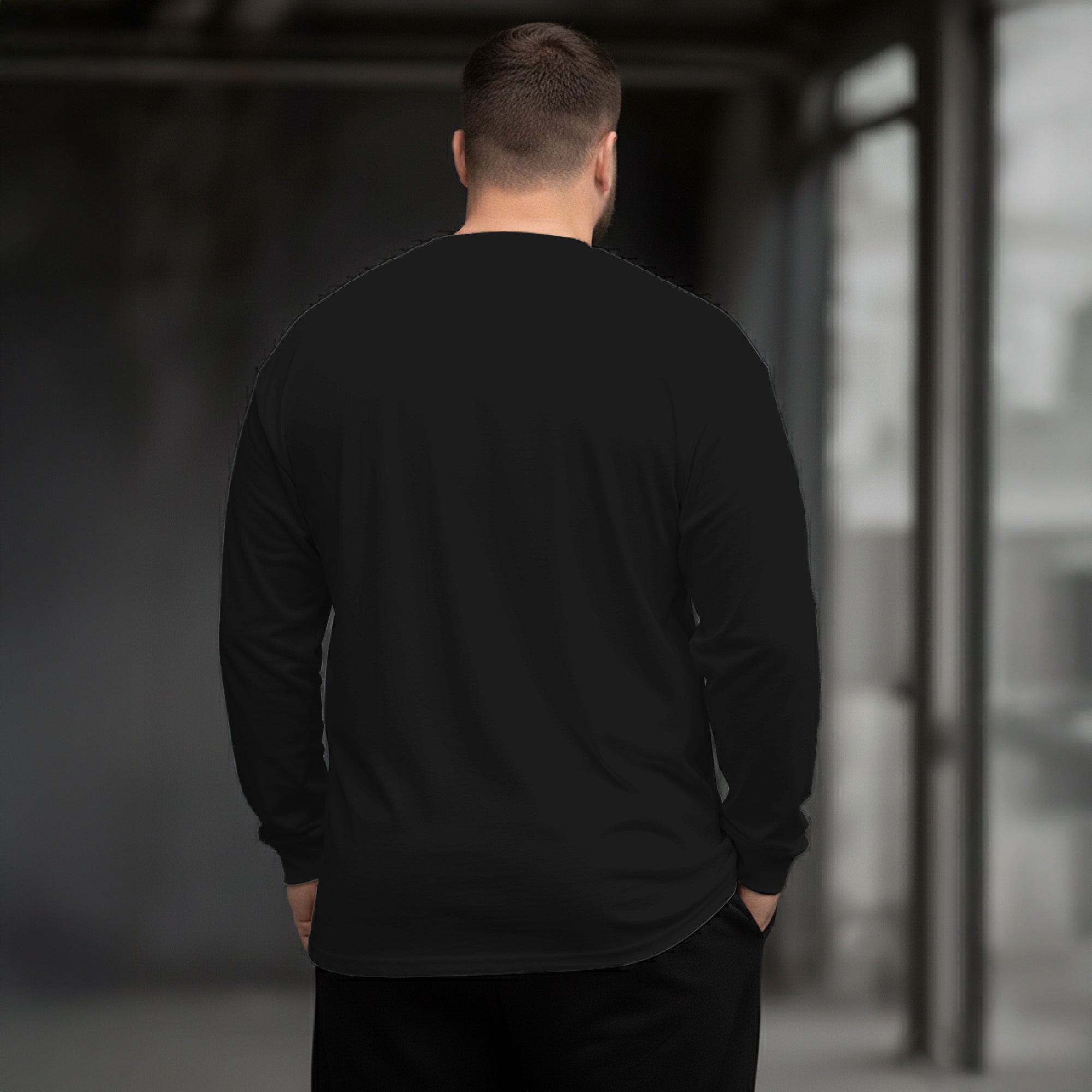 Dark Abstract Art Plus Size Men's Long Sleeve Round Neck Top