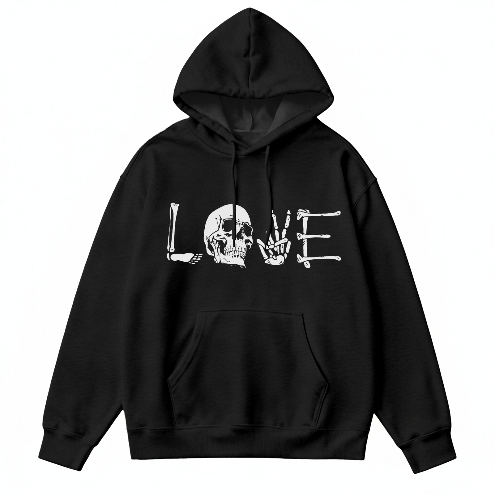 Men's Dark Skull Love Large Size Hooded Sweatshirt
