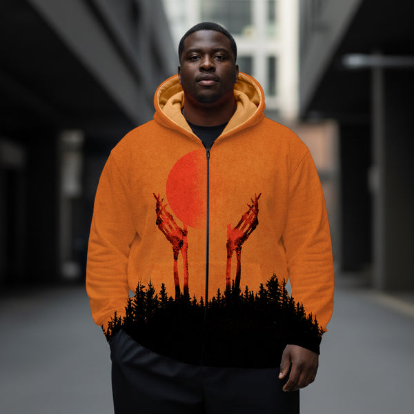 Sunset Corpse Mountain Men's Large Size Cotton Jackets