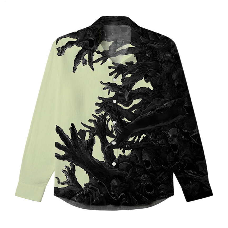 Men's Dark Skull Art Long-Sleeve Shirt