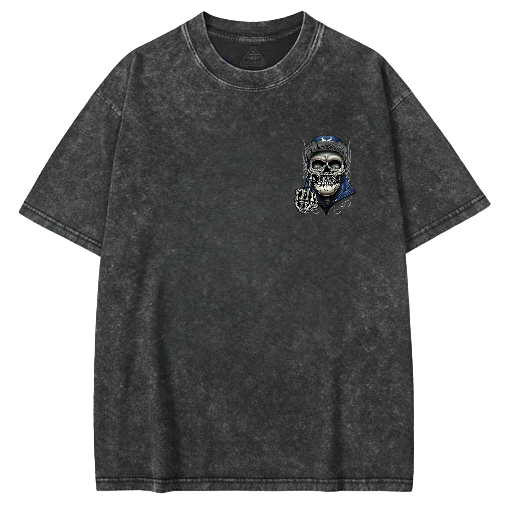 Gothic Funny Skull Large Size Washed Cotton Short Sleeves