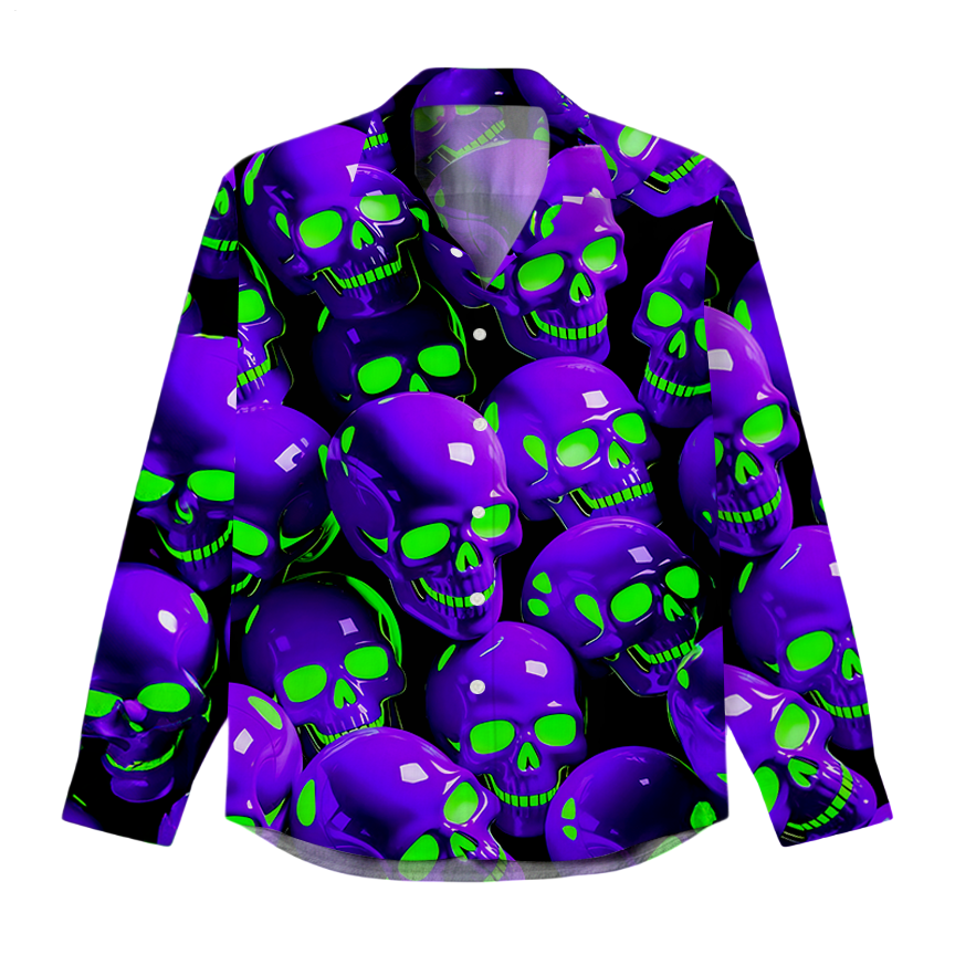 Men's Horror Skull Art Long-Sleeve Shirt