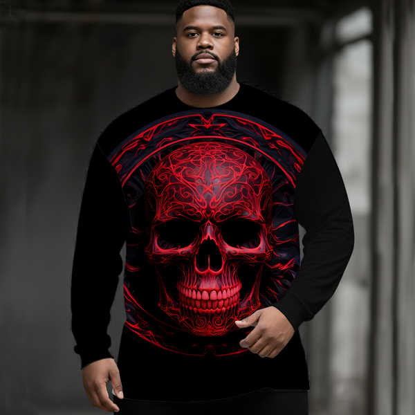 Plus Size Men's Long Sleeve Round Neck Top