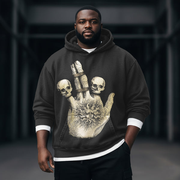 Skeleton Palm Abstract Art Washed Hooded Sweatshirt