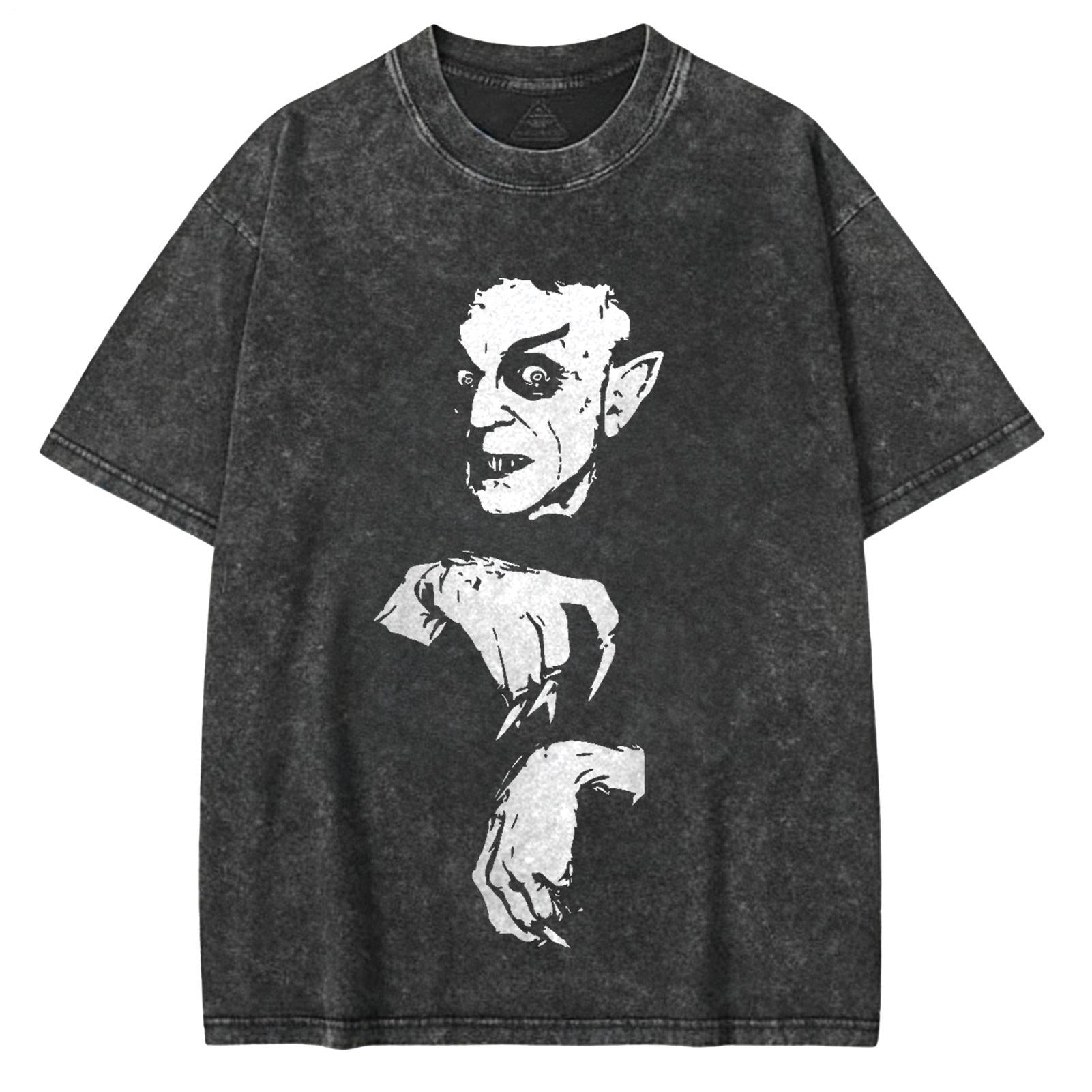 Gothic Vampire Large Size Washed Cotton Short Sleeves