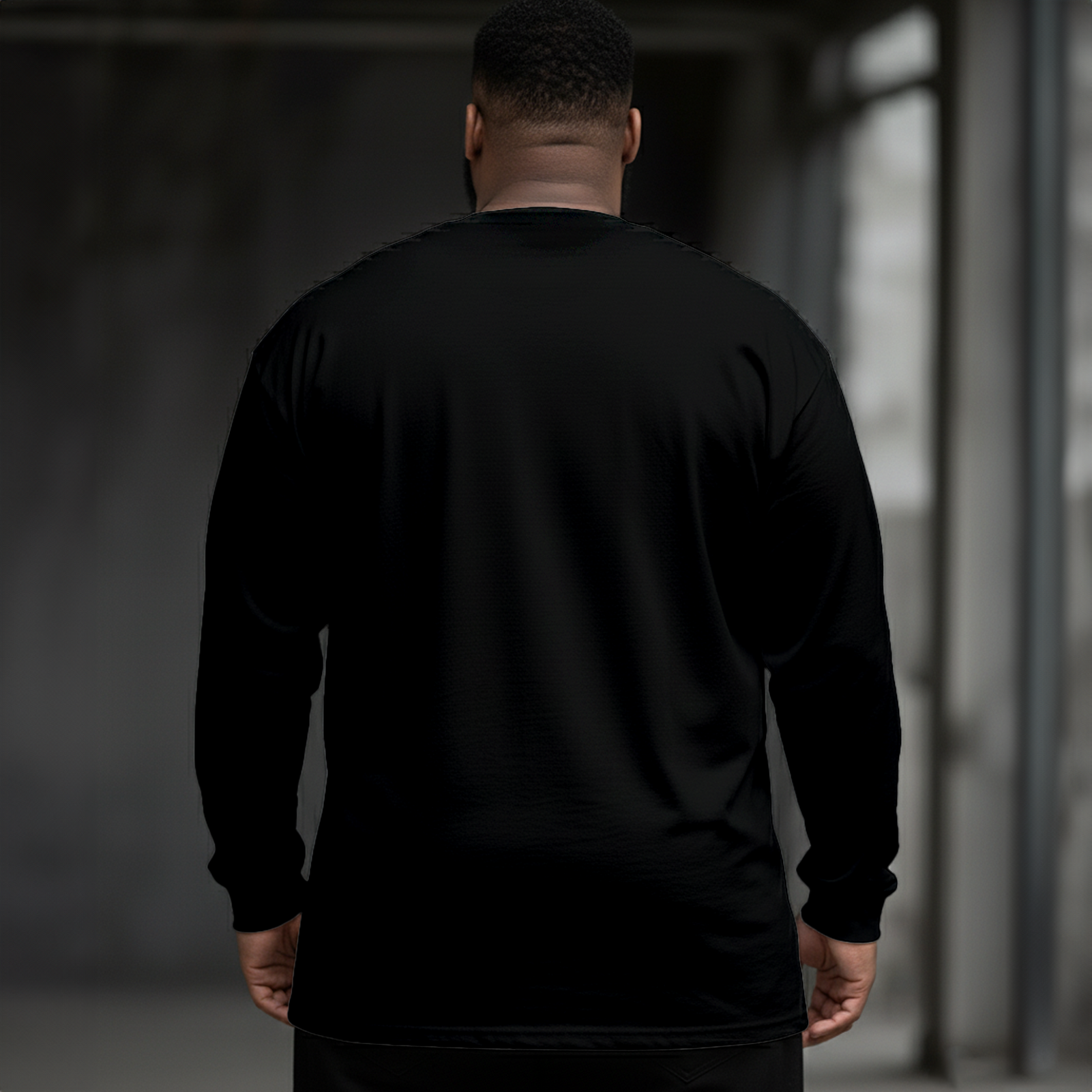 Fun Dark Skull Plus Size Men's Long Sleeve Round Neck Top
