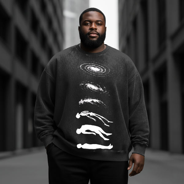 Dark Abstract Art Washed Round Neck Sweatshirt