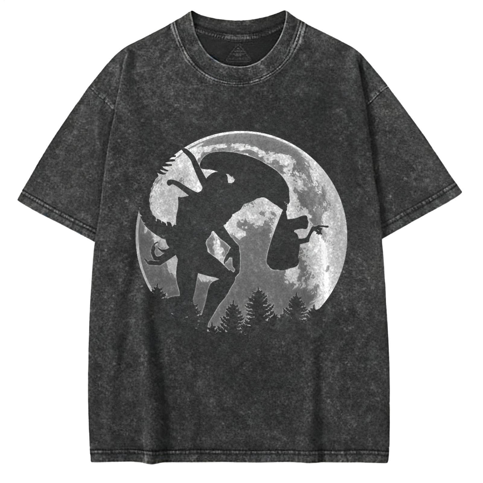 Dark Alien Species Large Size Washed Cotton Short Sleeves