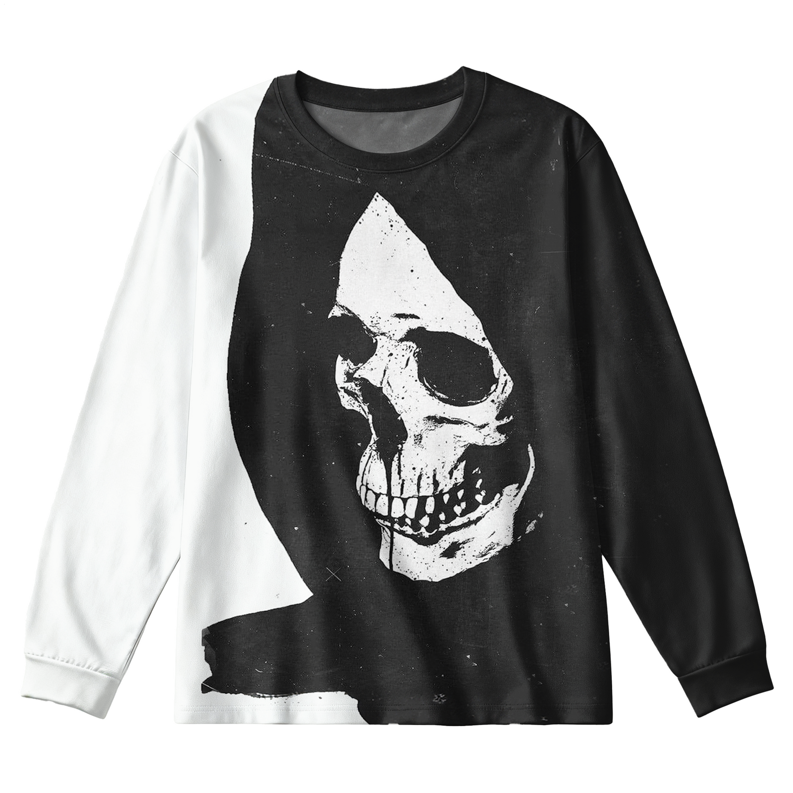 Plus Size Men's Gothic Skull Long Sleeve Round Neck Top