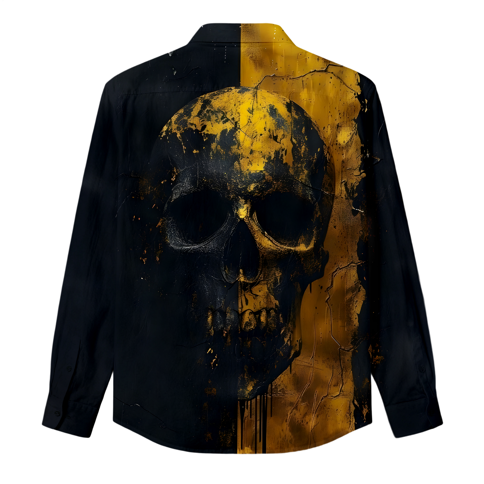Men's Dark Gold Skull Long-Sleeve Shirt