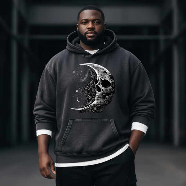 Dark Skull Art 350g Washed Hooded Sweatshirt