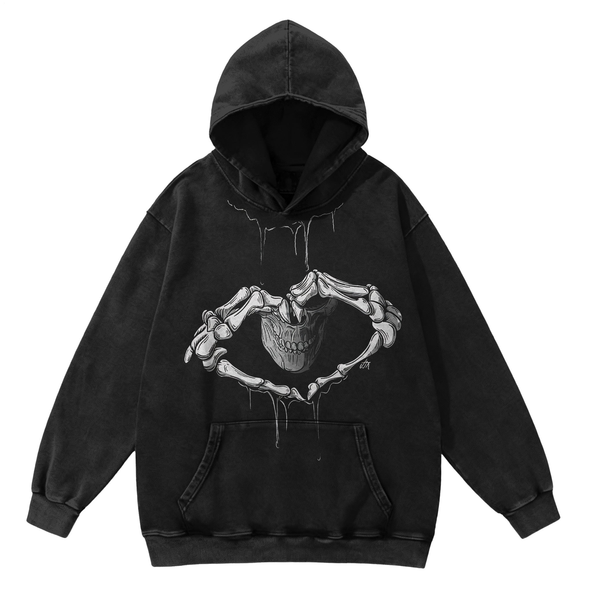 Dark Abstract Art Washed Hooded Sweatshirt