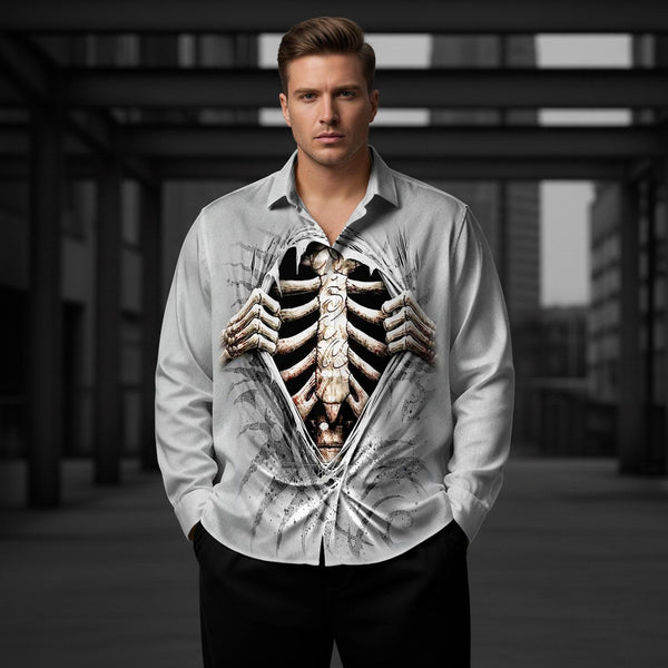 Men's Gothic 3D Skeleton Long-Sleeve Shirt