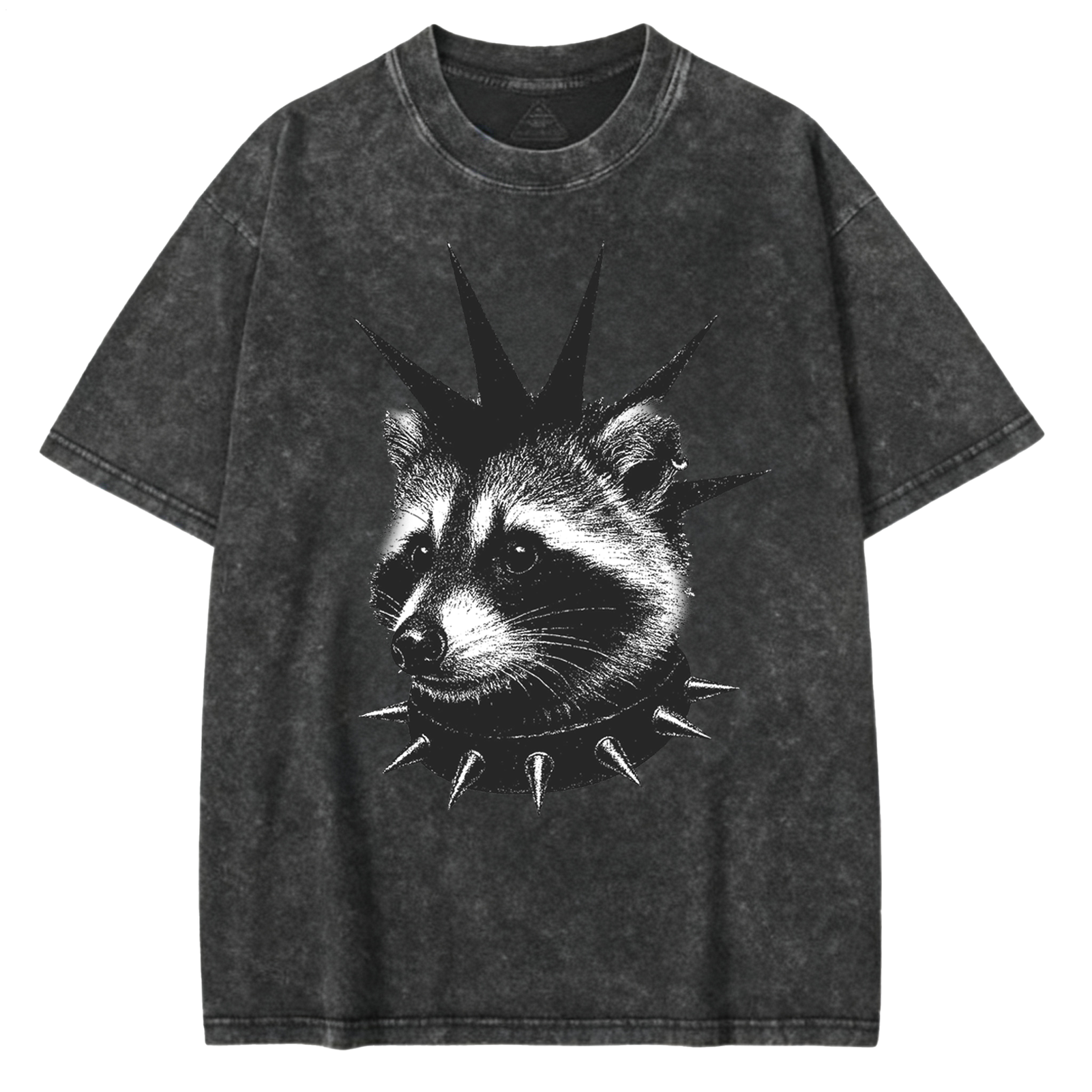 Punk Raccoon Large Size Washed Cotton Short Sleeves