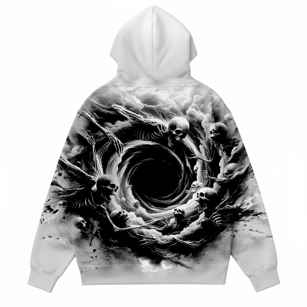 Men's Fun Dark Skull Storm Large Size Hooded Sweatshirt