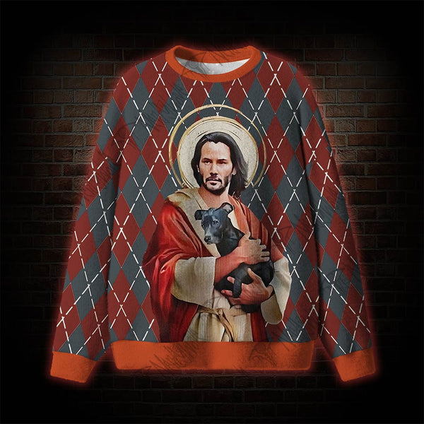 Jesus With Dog Ugly Sweatshirts