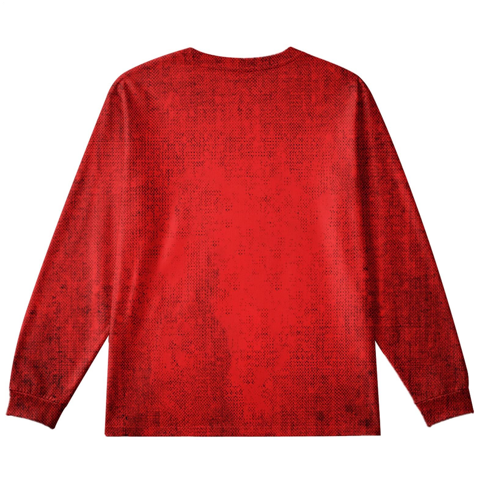 Plus Size Men's Gothic Dark Skull Long Sleeve Round Neck Top