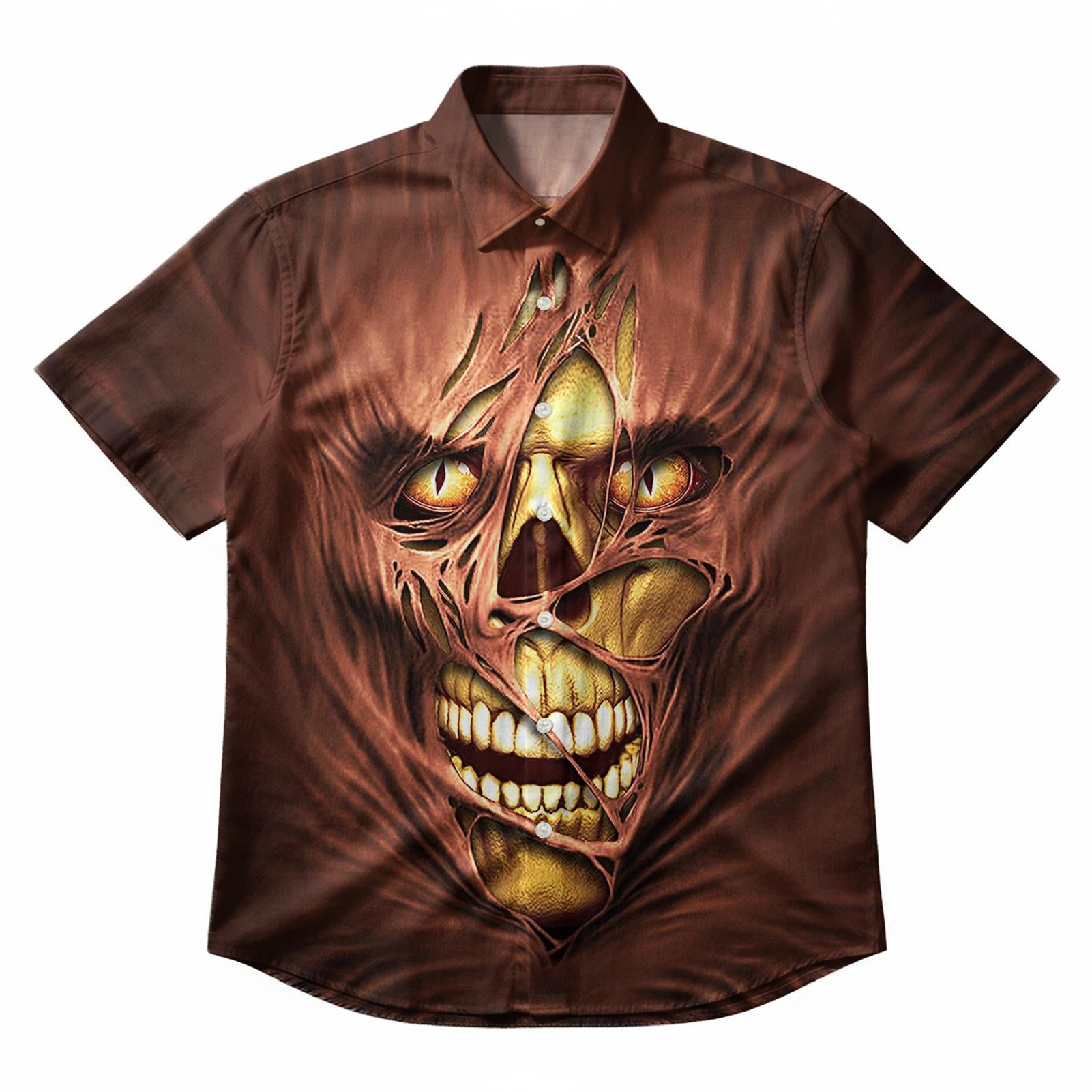 Men's Funny Horror Skull Short-Sleeve Shirt