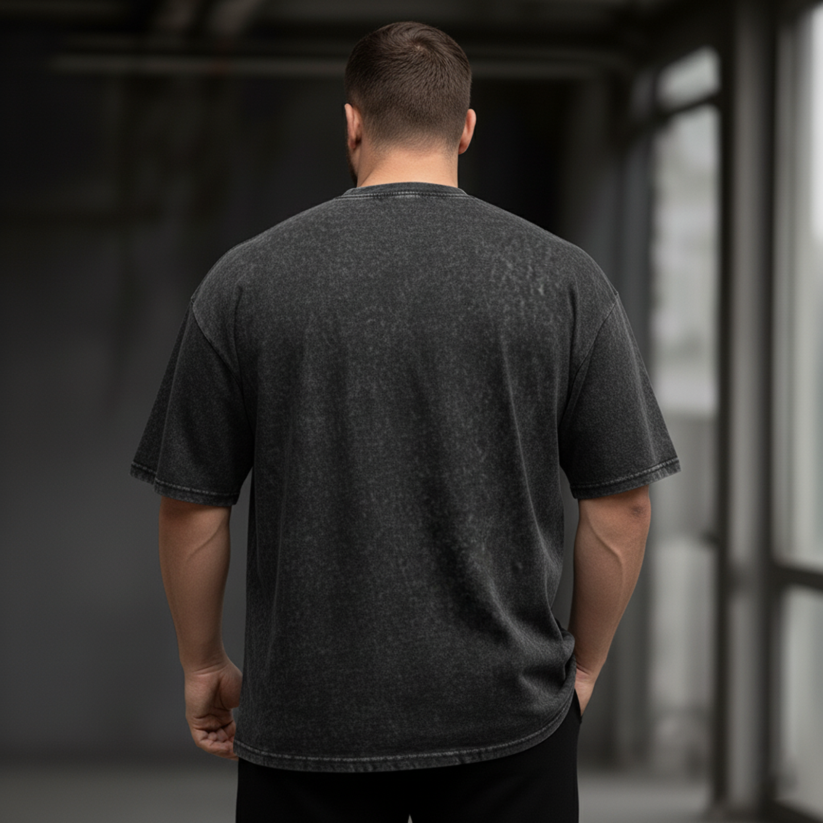 Gothic Grey Wolf Large Size Washed Cotton Short Sleeves