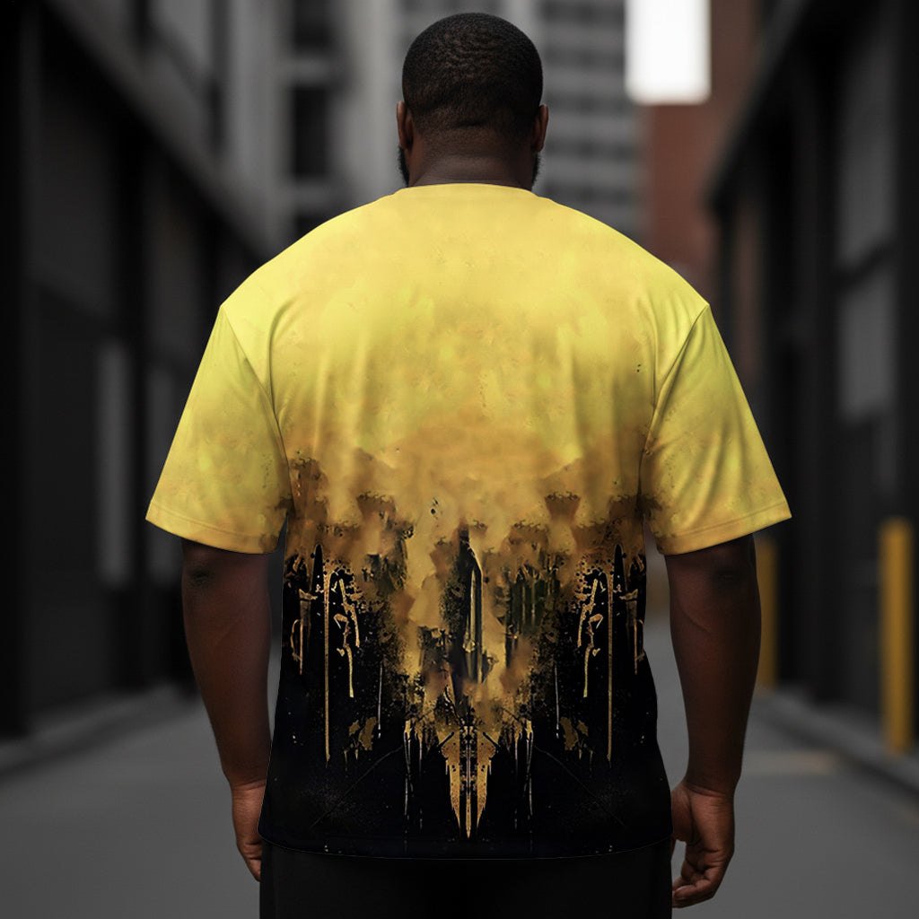 Men's Punk Skull Plus Size Short Sleeve Round Neck T-Shirt