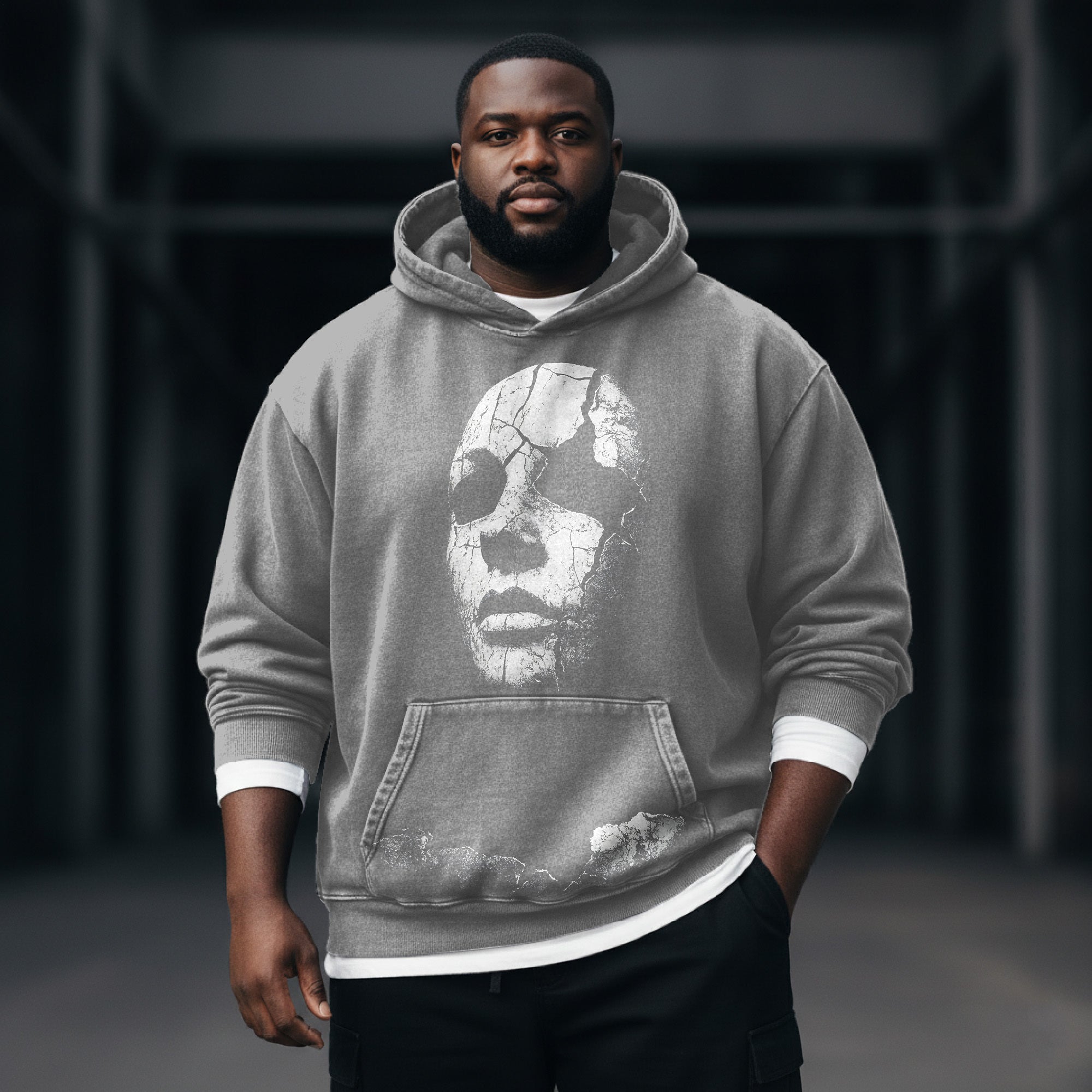 Dark Mask Washed Hooded Sweatshirt