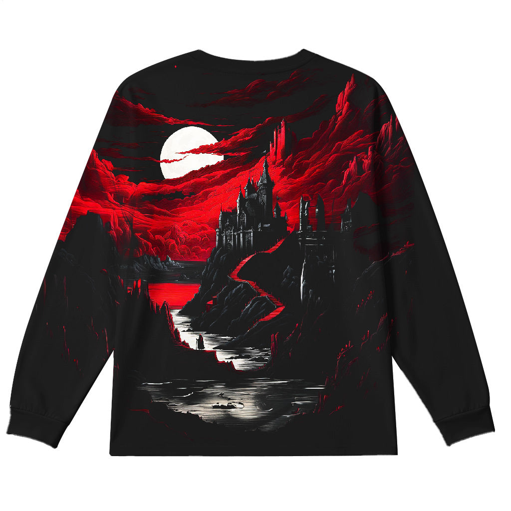 Plus Size Men's Dark Night Long Sleeve Round Neck Top