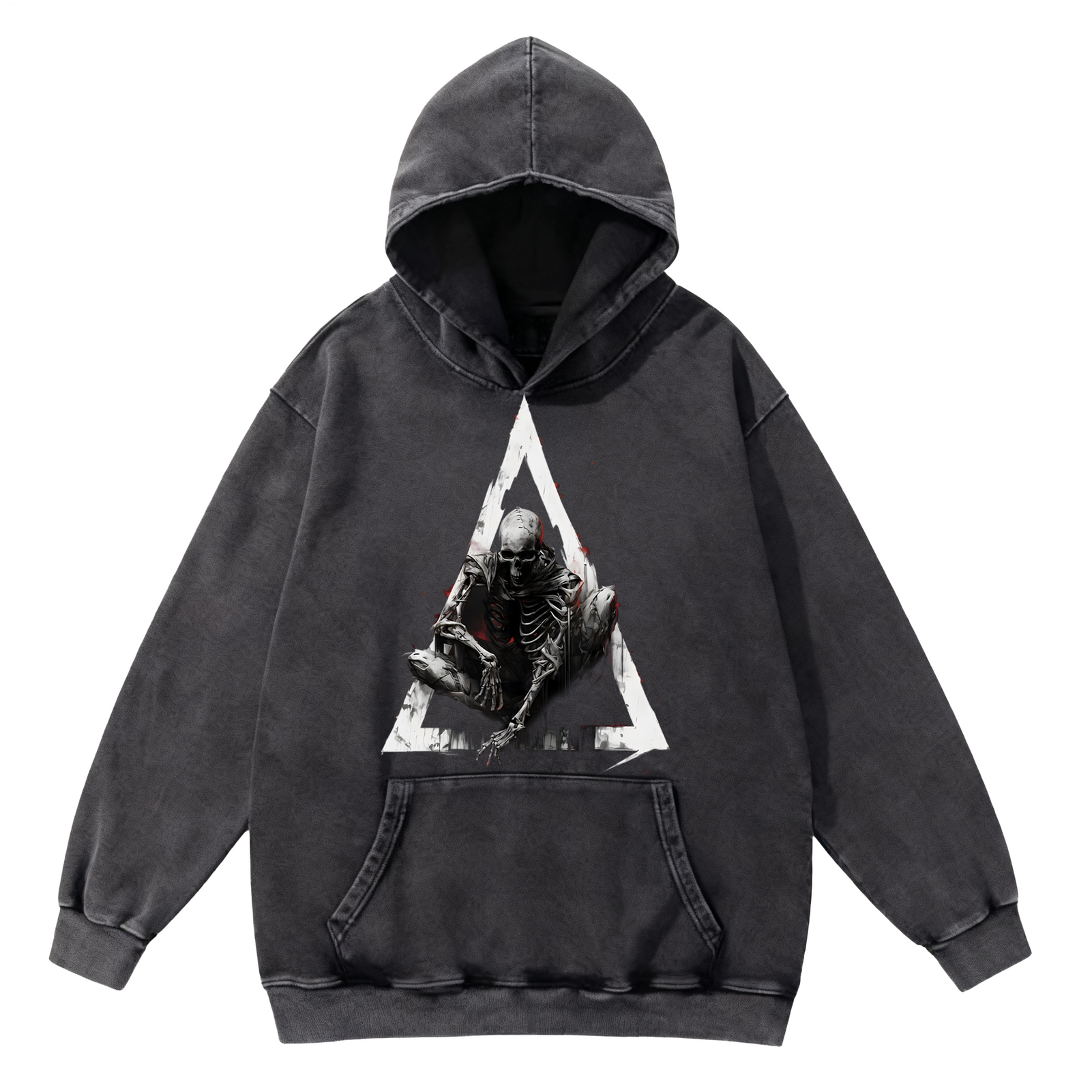 Dark Skull Art 350g Washed Hooded Sweatshirt