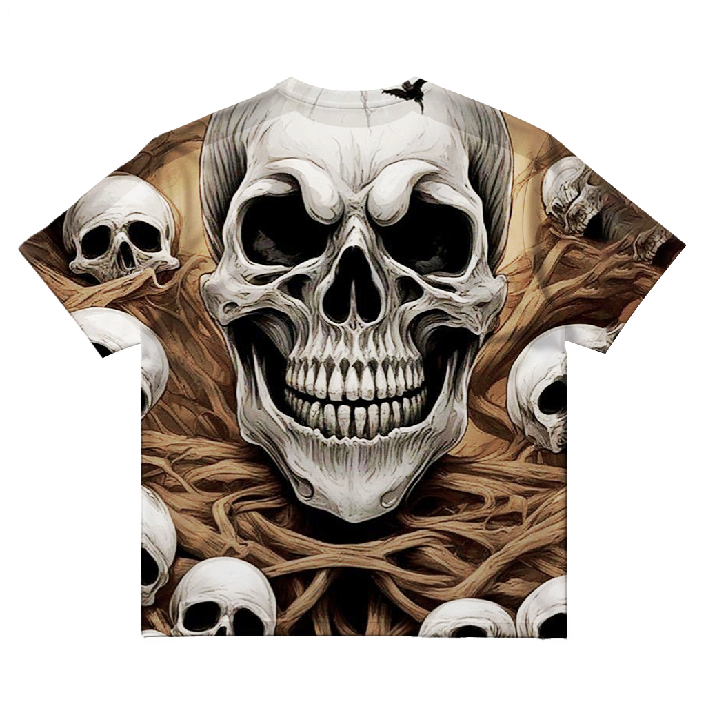 Men's Dark Horror Skull Plus Size Short Sleeve Round Neck T-Shirt